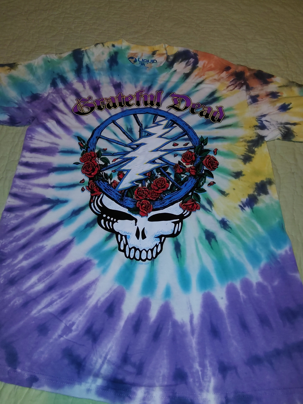 Liquid Blue Grateful Dead Tie-Dye Tee - Purple Turquoise Yellow Red